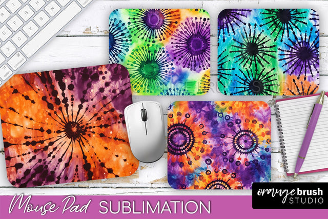 Halloween Tie Dye Mouse Pad - Tie Dye Mousepad Sublimation Sublimation OrangeBrushStudio 