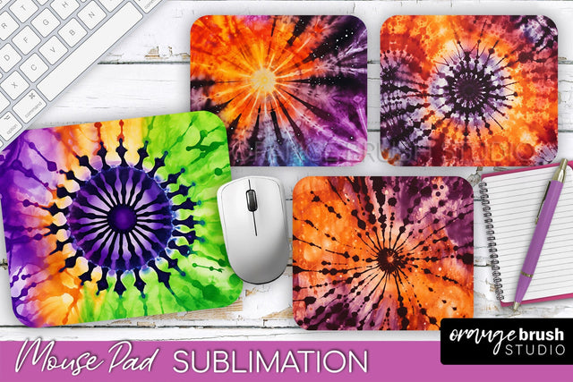 Halloween Tie Dye Mouse Pad - Tie Dye Mousepad Sublimation Sublimation OrangeBrushStudio 