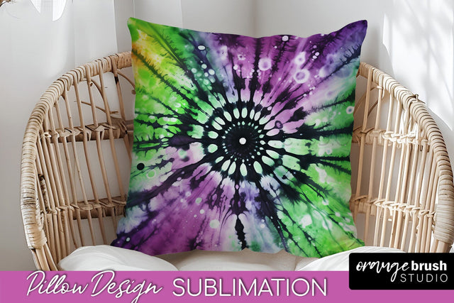Halloween Tie Dye Pillow Cover - Tie Dye Pillow Sublimation Sublimation OrangeBrushStudio 