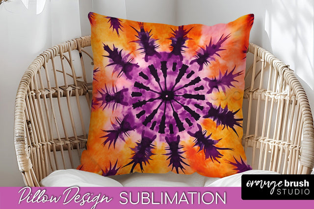 Halloween Tie Dye Pillow Cover - Tie Dye Pillow Sublimation Sublimation OrangeBrushStudio 