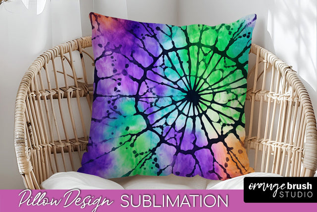 Halloween Tie Dye Pillow Cover - Tie Dye Pillow Sublimation Sublimation OrangeBrushStudio 