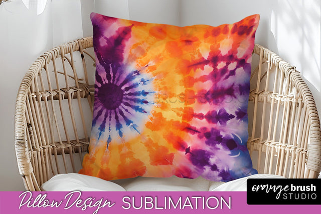 Halloween Tie Dye Pillow Cover - Tie Dye Pillow Sublimation Sublimation OrangeBrushStudio 
