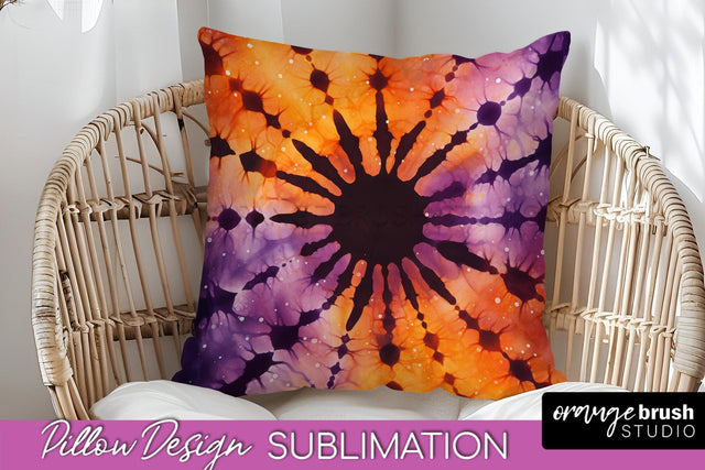 Halloween Tie Dye Pillow Cover - Tie Dye Pillow Sublimation Sublimation OrangeBrushStudio 