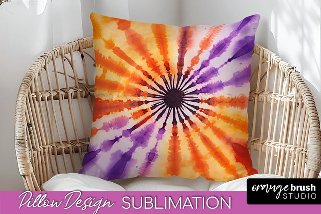 Halloween Tie Dye Pillow Cover - Tie Dye Pillow Sublimation Sublimation OrangeBrushStudio 