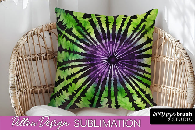 Halloween Tie Dye Pillow Cover - Tie Dye Pillow Sublimation Sublimation OrangeBrushStudio 