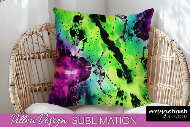 Halloween Tie Dye Pillow Cover - Tie Dye Pillow Sublimation Sublimation OrangeBrushStudio 