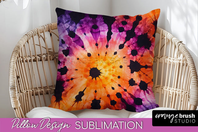 Halloween Tie Dye Pillow Cover - Tie Dye Pillow Sublimation Sublimation OrangeBrushStudio 