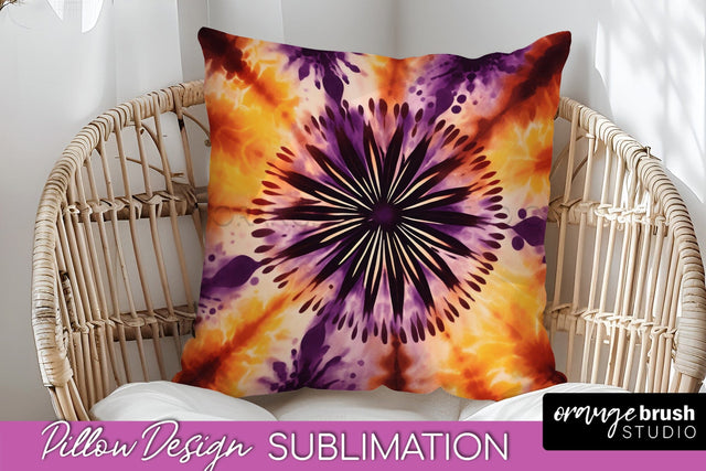 Halloween Tie Dye Pillow Cover - Tie Dye Pillow Sublimation Sublimation OrangeBrushStudio 