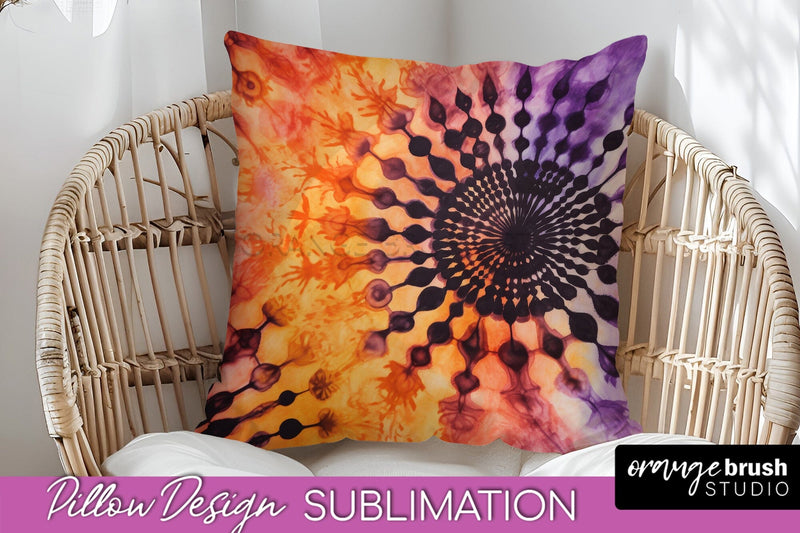 Halloween Tie Dye Pillow Cover - Tie Dye Pillow Sublimation Sublimation OrangeBrushStudio 