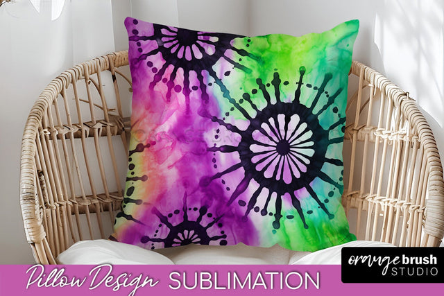 Halloween Tie Dye Pillow Cover - Tie Dye Pillow Sublimation Sublimation OrangeBrushStudio 