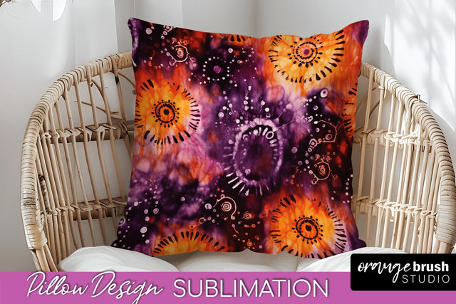 Halloween Tie Dye Pillow Cover - Tie Dye Pillow Sublimation Sublimation OrangeBrushStudio 