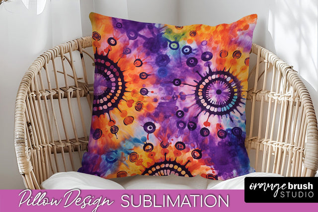 Halloween Tie Dye Pillow Cover - Tie Dye Pillow Sublimation Sublimation OrangeBrushStudio 