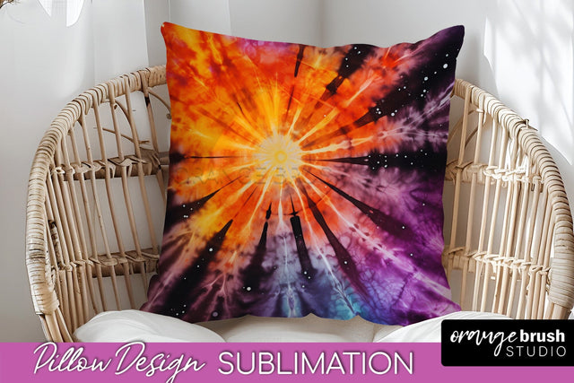 Halloween Tie Dye Pillow Cover - Tie Dye Pillow Sublimation Sublimation OrangeBrushStudio 