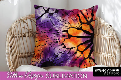 Halloween Tie Dye Pillow Cover - Tie Dye Pillow Sublimation Sublimation OrangeBrushStudio 