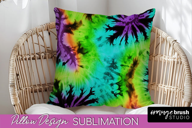 Halloween Tie Dye Pillow Cover - Tie Dye Pillow Sublimation Sublimation OrangeBrushStudio 