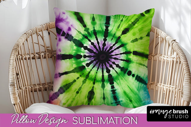 Halloween Tie Dye Pillow Cover - Tie Dye Pillow Sublimation Sublimation OrangeBrushStudio 