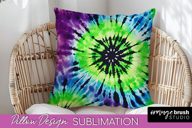 Halloween Tie Dye Pillow Cover - Tie Dye Pillow Sublimation Sublimation OrangeBrushStudio 