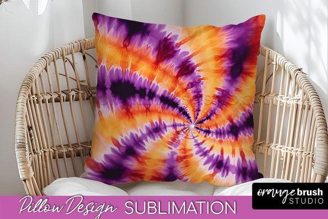 Halloween Tie Dye Pillow Cover - Tie Dye Pillow Sublimation Sublimation OrangeBrushStudio 