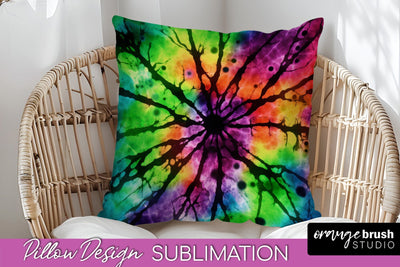 Halloween Tie Dye Pillow Cover - Tie Dye Pillow Sublimation Sublimation OrangeBrushStudio 