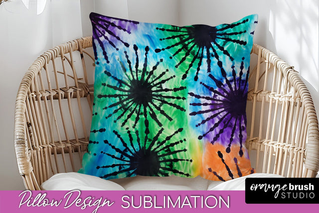 Halloween Tie Dye Pillow Cover - Tie Dye Pillow Sublimation Sublimation OrangeBrushStudio 