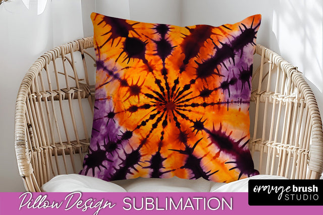 Halloween Tie Dye Pillow Cover - Tie Dye Pillow Sublimation Sublimation OrangeBrushStudio 