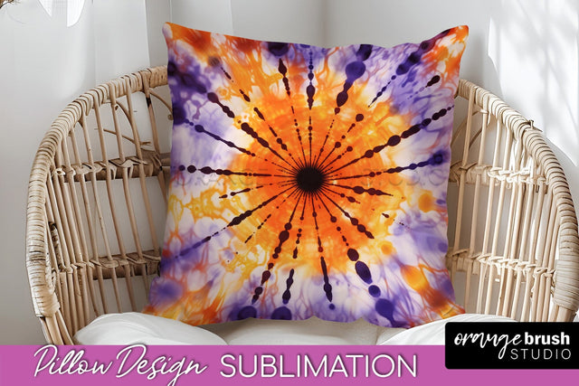 Halloween Tie Dye Pillow Cover - Tie Dye Pillow Sublimation Sublimation OrangeBrushStudio 