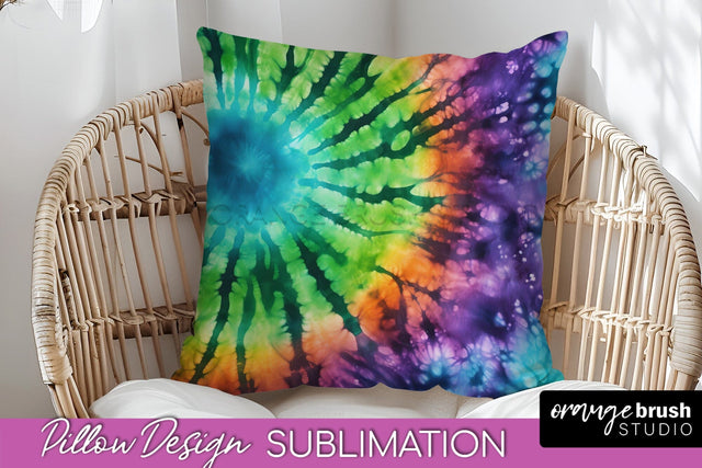 Halloween Tie Dye Pillow Cover - Tie Dye Pillow Sublimation Sublimation OrangeBrushStudio 