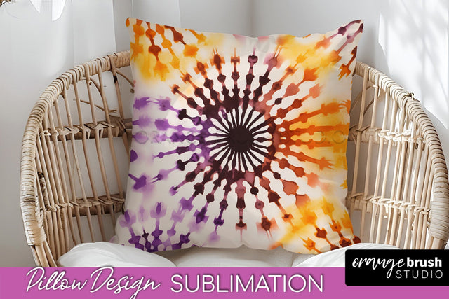 Halloween Tie Dye Pillow Cover - Tie Dye Pillow Sublimation Sublimation OrangeBrushStudio 