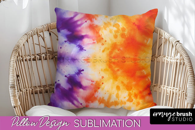 Halloween Tie Dye Pillow Cover - Tie Dye Pillow Sublimation Sublimation OrangeBrushStudio 