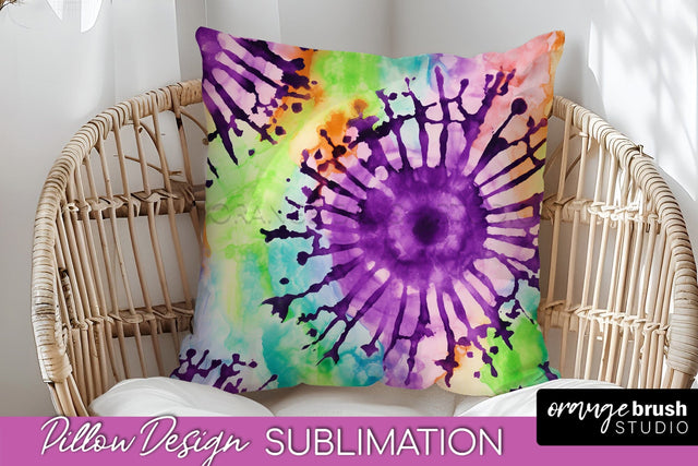 Halloween Tie Dye Pillow Cover - Tie Dye Pillow Sublimation Sublimation OrangeBrushStudio 