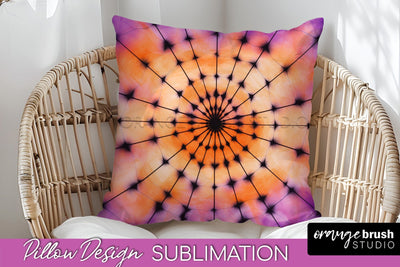 Halloween Tie Dye Pillow Cover - Tie Dye Pillow Sublimation Sublimation OrangeBrushStudio 