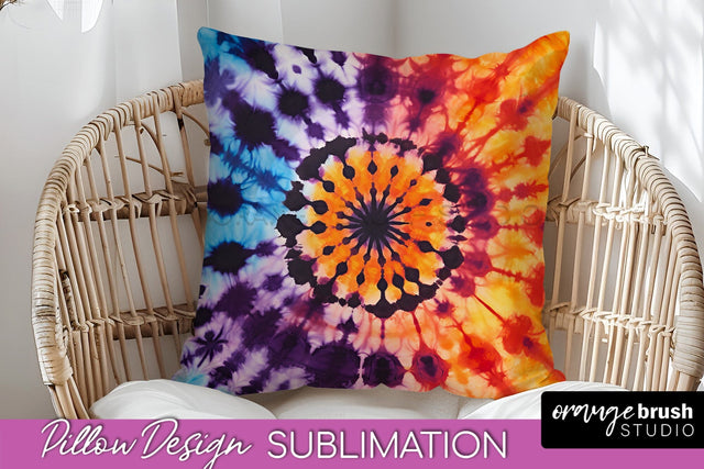Halloween Tie Dye Pillow Cover - Tie Dye Pillow Sublimation Sublimation OrangeBrushStudio 