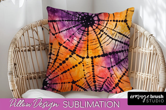 Halloween Tie Dye Pillow Cover - Tie Dye Pillow Sublimation Sublimation OrangeBrushStudio 
