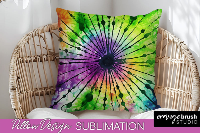Halloween Tie Dye Pillow Cover - Tie Dye Pillow Sublimation Sublimation OrangeBrushStudio 