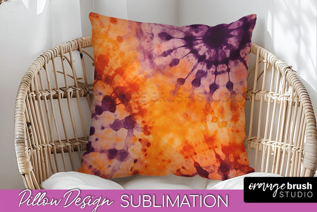 Halloween Tie Dye Pillow Cover - Tie Dye Pillow Sublimation Sublimation OrangeBrushStudio 