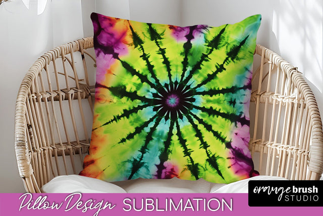 Halloween Tie Dye Pillow Cover - Tie Dye Pillow Sublimation Sublimation OrangeBrushStudio 