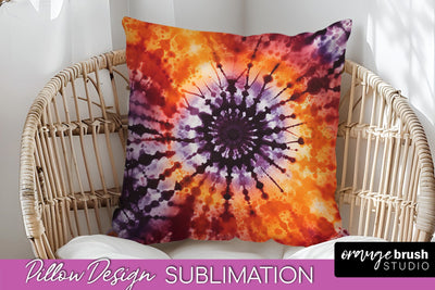Halloween Tie Dye Pillow Cover - Tie Dye Pillow Sublimation Sublimation OrangeBrushStudio 