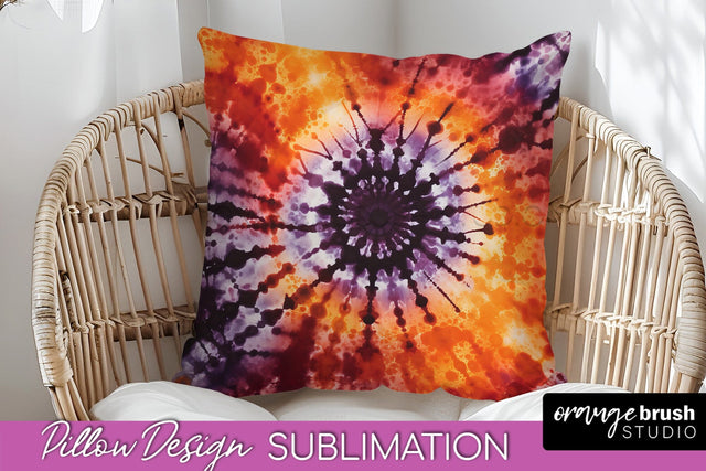 Halloween Tie Dye Pillow Cover - Tie Dye Pillow Sublimation Sublimation OrangeBrushStudio 