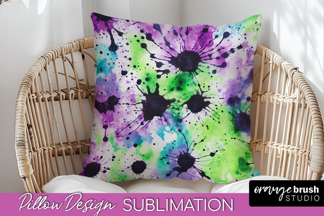 Halloween Tie Dye Pillow Cover - Tie Dye Pillow Sublimation Sublimation OrangeBrushStudio 