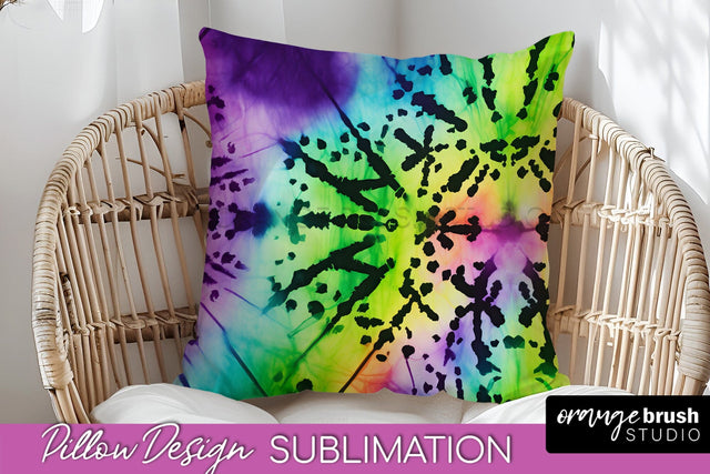 Halloween Tie Dye Pillow Cover - Tie Dye Pillow Sublimation Sublimation OrangeBrushStudio 