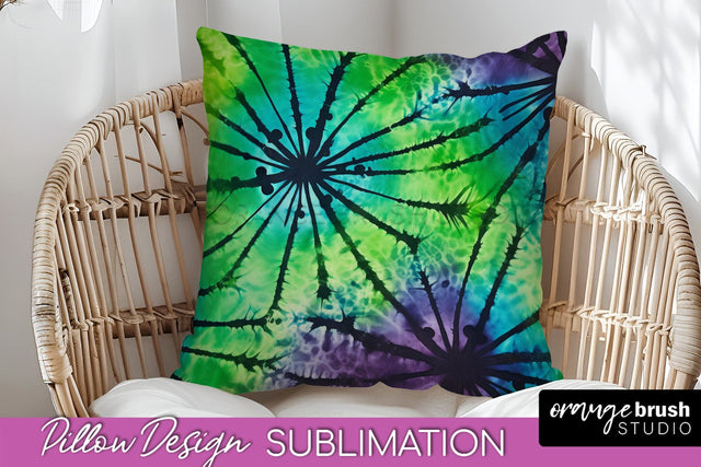 Halloween Tie Dye Pillow Cover - Tie Dye Pillow Sublimation Sublimation OrangeBrushStudio 