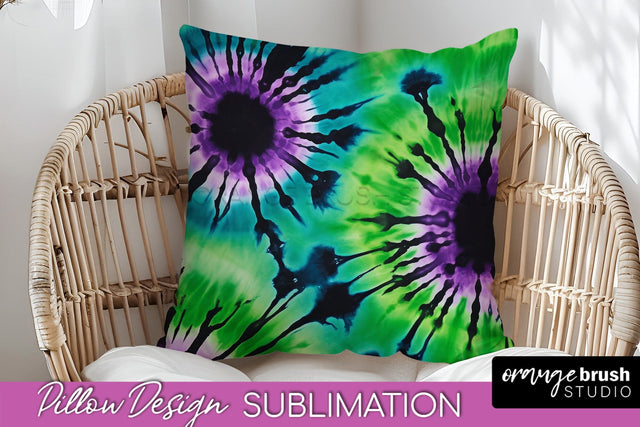 Halloween Tie Dye Pillow Cover - Tie Dye Pillow Sublimation Sublimation OrangeBrushStudio 