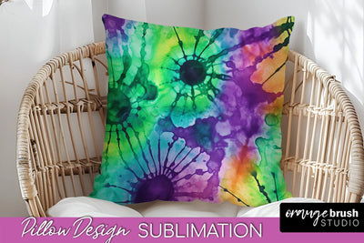 Halloween Tie Dye Pillow Cover - Tie Dye Pillow Sublimation Sublimation OrangeBrushStudio 