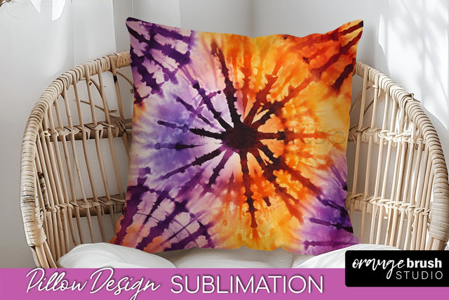 Halloween Tie Dye Pillow Cover - Tie Dye Pillow Sublimation Sublimation OrangeBrushStudio 