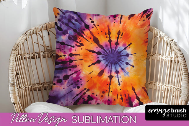 Halloween Tie Dye Pillow Cover - Tie Dye Pillow Sublimation Sublimation OrangeBrushStudio 