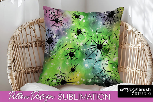 Halloween Tie Dye Pillow Cover - Tie Dye Pillow Sublimation Sublimation OrangeBrushStudio 