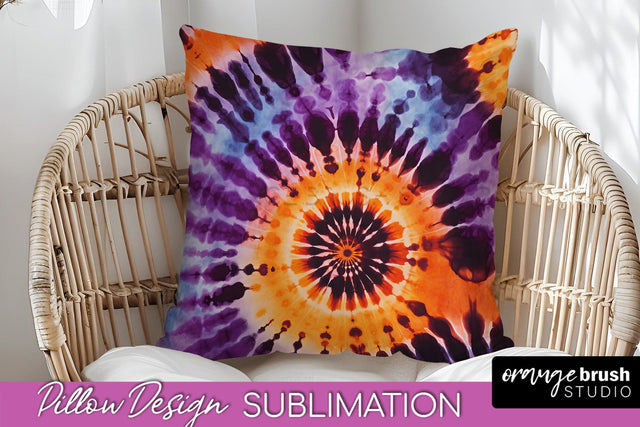 Halloween Tie Dye Pillow Cover - Tie Dye Pillow Sublimation Sublimation OrangeBrushStudio 