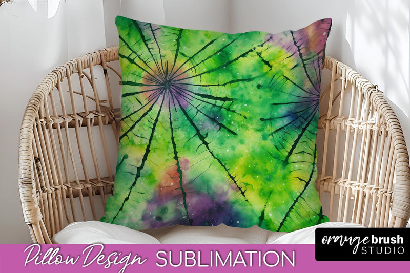 Halloween Tie Dye Pillow Cover - Tie Dye Pillow Sublimation Sublimation OrangeBrushStudio 