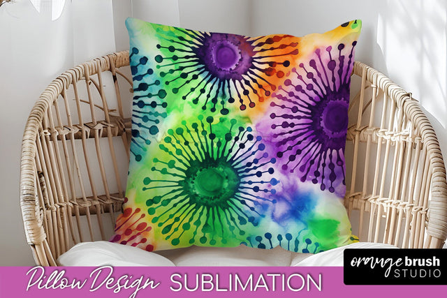 Halloween Tie Dye Pillow Cover - Tie Dye Pillow Sublimation Sublimation OrangeBrushStudio 