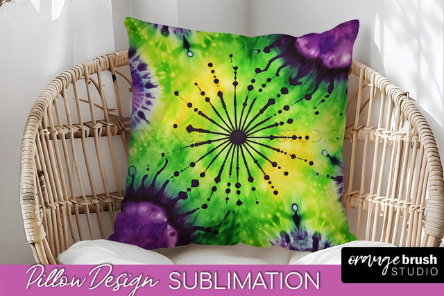 Halloween Tie Dye Pillow Cover - Tie Dye Pillow Sublimation Sublimation OrangeBrushStudio 